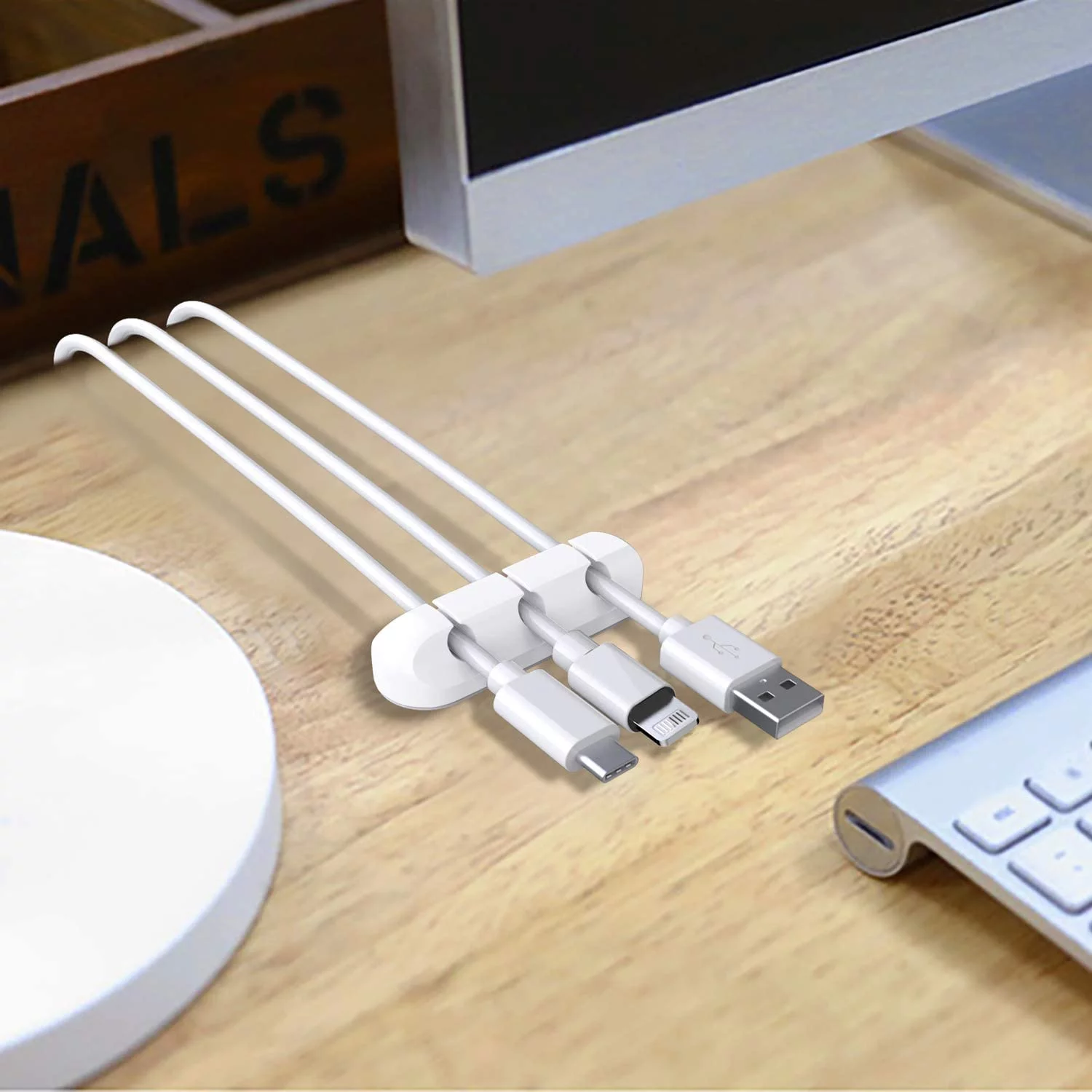 How to Hide Cords On a Desk - Plank and Pillow